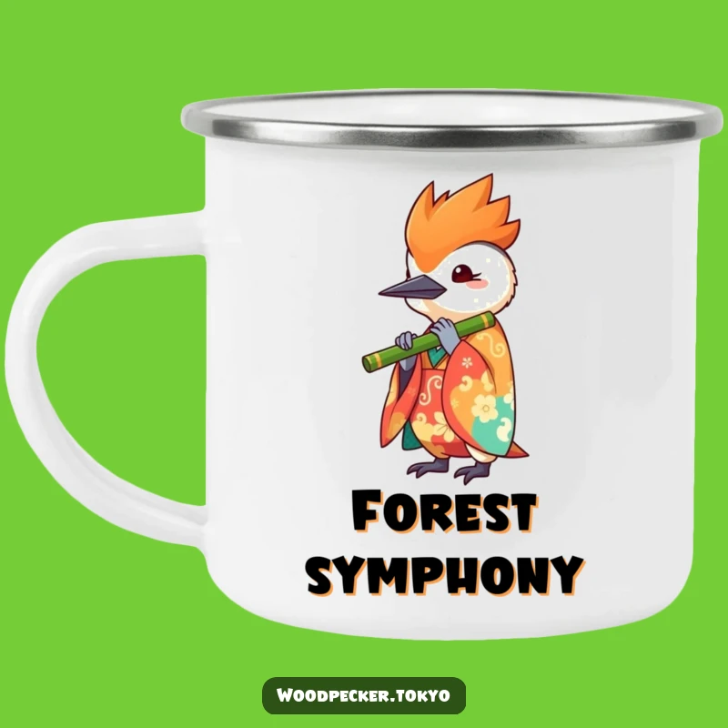 Funny Kawaii Woodpecker Flute Camping Mug - Musical Bird Outdoor Cup
