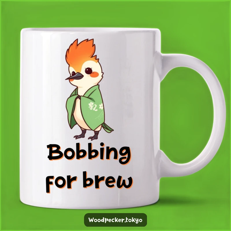Funny Green Kimono Woodpecker Head Bob Mug: A Quirky Gift for Bird Lovers