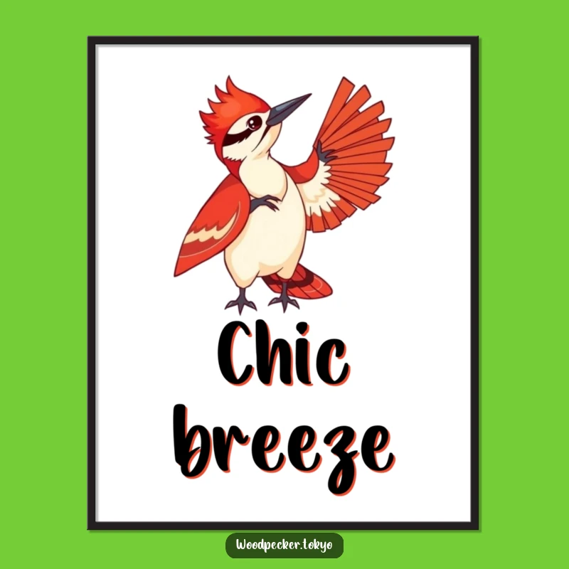 Funny Woodpecker Fanning - Digital Art Print for Stylish Decor