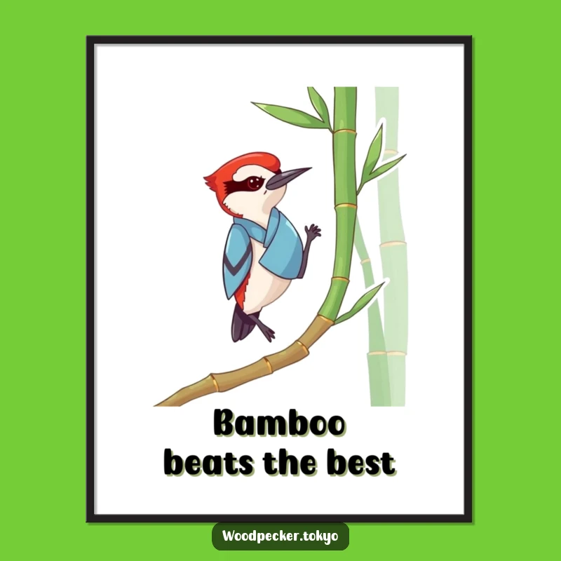 Funny Woodpecker Kimono Poster: Zen Art Print, Hilarious Funny Gift