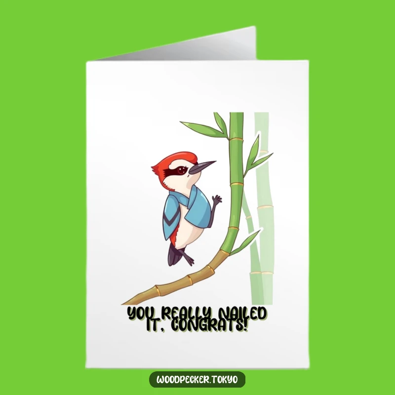 Free Printable Congrats Card: Zen Woodpecker, Funny Downloadable Gift for Harmonious Achievements