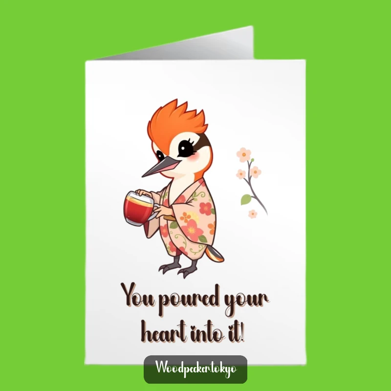 Free Printable Congrats Card: Woodpecker's Tea Toast, Downloadable Celebration!