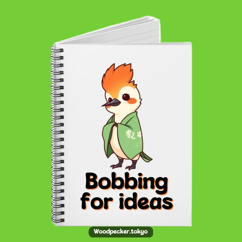 Funny Green Kimono Woodpecker Head Bob Notebook: Jot Down Thoughts with Charm