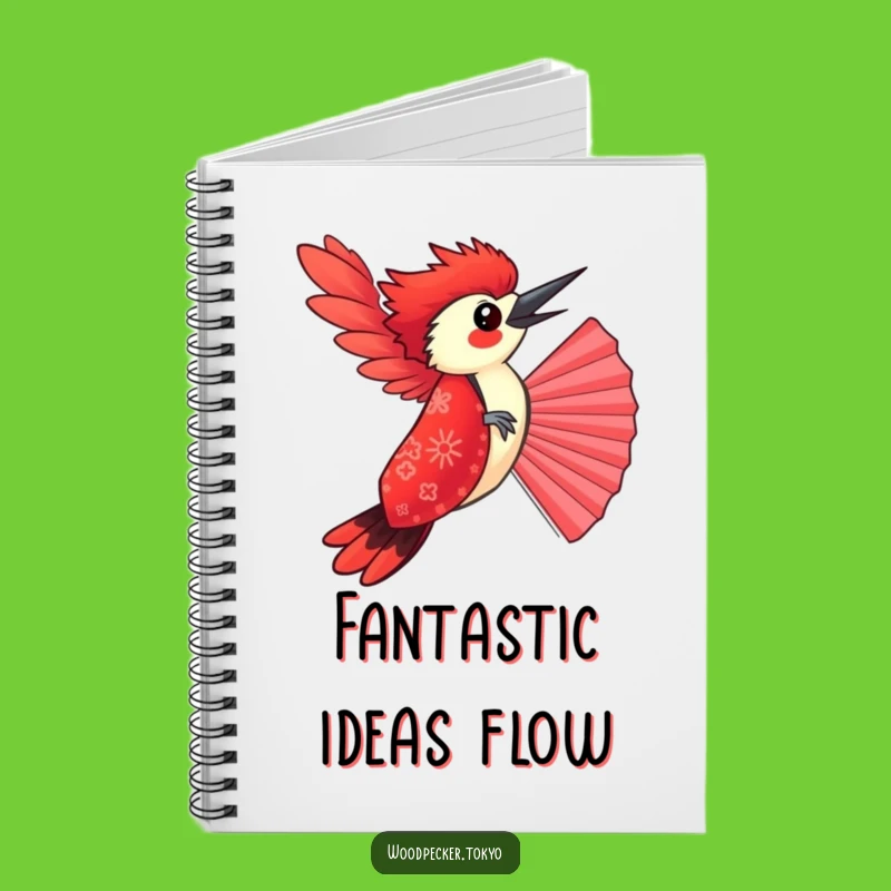 Funny Red Kimono Woodpecker Balancing Fan Notebook: Jot Down Ideas with Humor