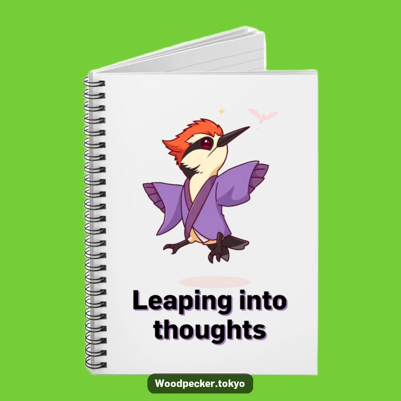 Funny Purple Kimono Woodpecker Leaping Notebook: Jot Down Ideas with Joy