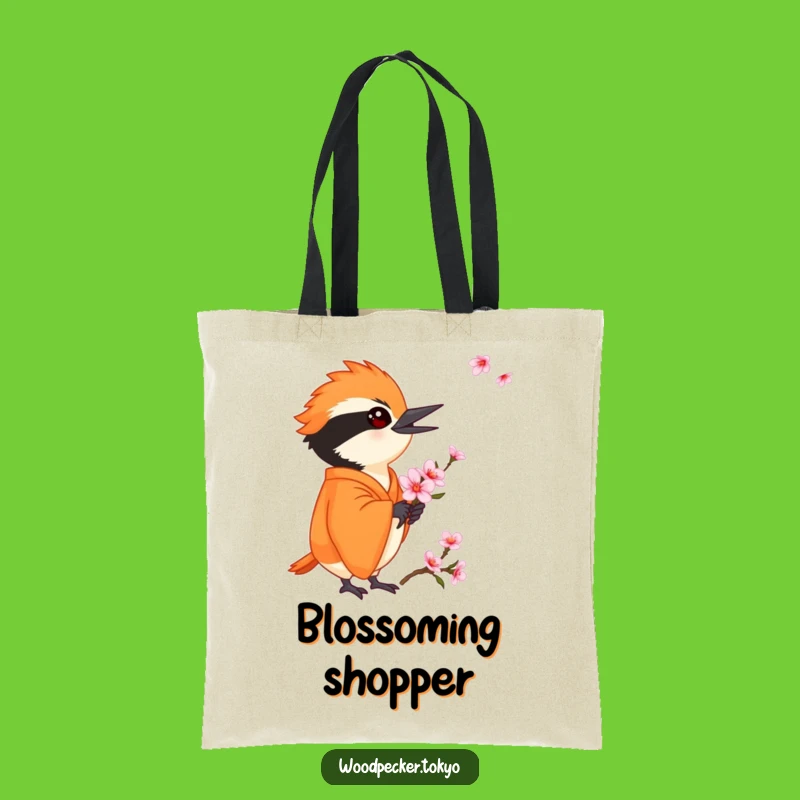 Funny Orange Kimono Woodpecker Cherry Blossom Tote Bag: Chic and Whimsical Carry-all